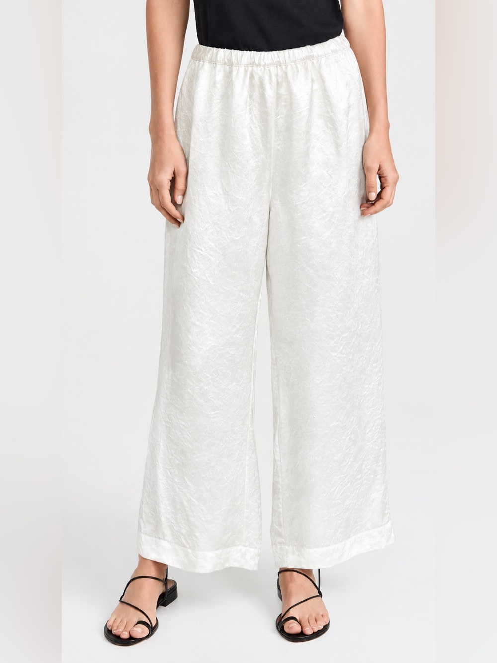 New Enza Costa Hammered Satin Ankle Pant Off White